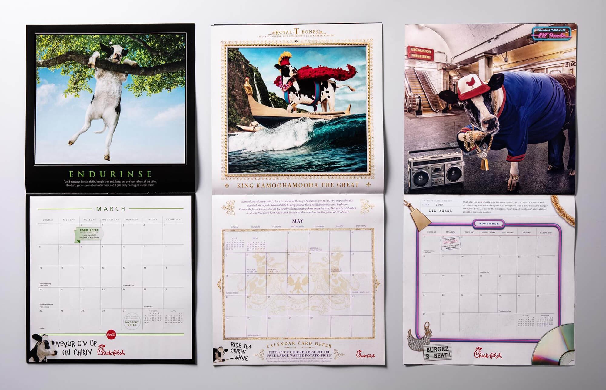 Calendar cowlendar three up